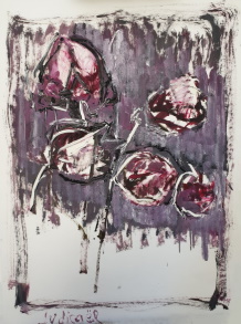 Hibiscus Sabdariffa - Huile sur papier, 80 × 60 cm, 2018