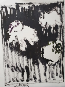 Renonculus - Huile sur papier, 80 × 60 cm, 2018
