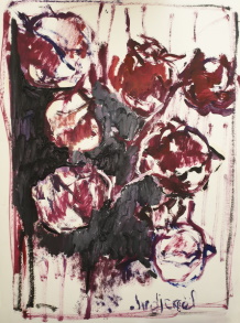 Hibiscus Sabdariffa - Huile sur papier, 80 × 60 cm, 2018