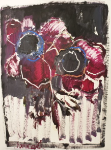 Anemone - Huile sur papier, 80 × 60 cm, 2018