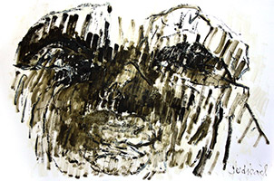 <p>Une couleur jaunâtre, un teint cireux, une cire brûlante pour un moulage.</p>Huile sur papier, 105 × 75 cm, 2012