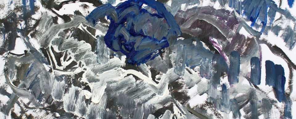 Judicaël - huile sur papier - 2016 - Hortensias bleus - Fleurs